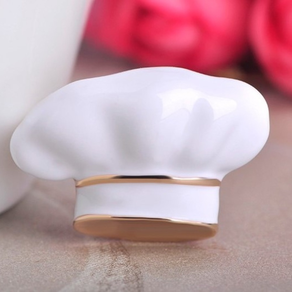 Adorable White Chef's Hat Pin, 3 Dimensional